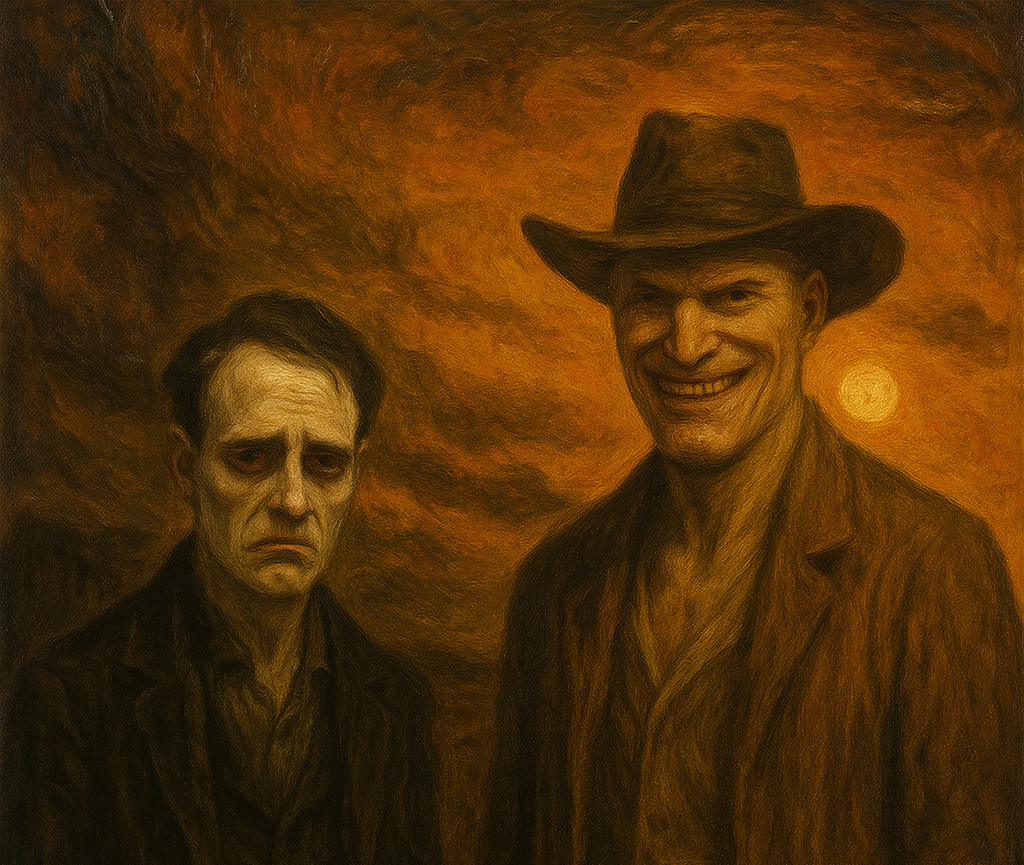 Nietzsche's Pale Criminal standing next to Cormack McCarthy's Judge Holden in the wild west.